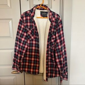Plaid Sherpa button down. Extra warm!